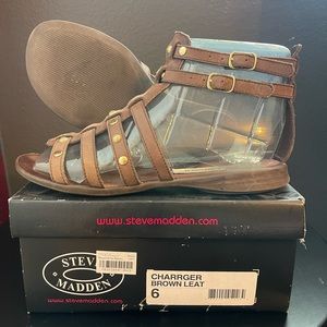 Steve Madden “Charrger” Brown Leather Boho Sandals